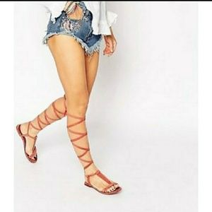 Free People Dahlia lace-up sandals. SZ-8